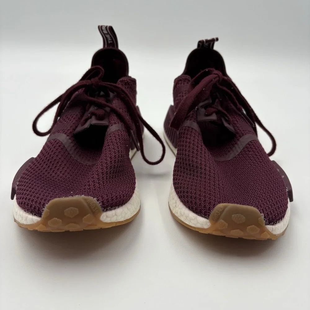 ADIDAS NMD R1 Men 8‎ Maroon Knit Running Sneaker Burgundy Gum Bottom EG2937